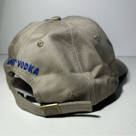Absolut Vodka Tan Golf Cap Strap back BaseBall Hat Blue Logo Khaki Embroider Dad - Picture 3 of 7